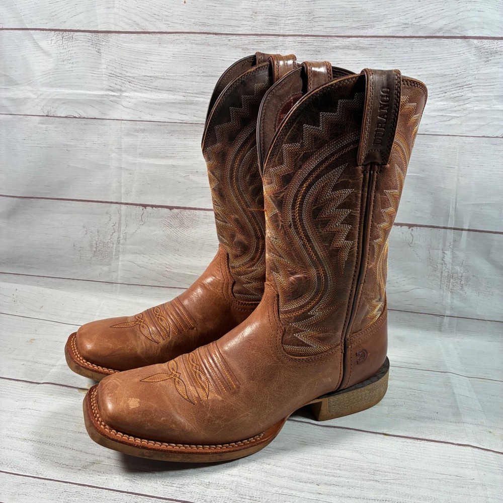 Durango Rebel Pro Cowboy Boots Mens 11 Brown Square Toe Leather Western Workwear